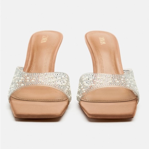 Zara Beige Beaded Rhinestone Sandals - Picture 5 of 5